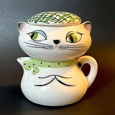 Vintage Holt Howard Cozy Kitten Cat Creamer & Sugar Stackable Set 1959 EUC