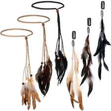 Geyoga 6 Pcs Feather Headband Hair Clip 6 Count Pack of 1 , Classic Color
