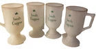 Vintage Irish Coffee Pedestal Footed Mugs White Milk Glass w/Gold Rim set of 4