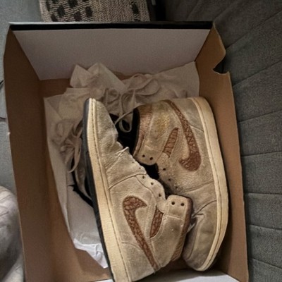 Jordan Air Jordan 1 SE Mid Brown Elephant Suede Athletic Sneakers Lace Up Men
