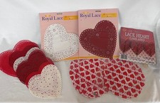 Lot of Vintage Lace Heart Paper Doilies plus 12 foot Lace Heart Garland - Unused