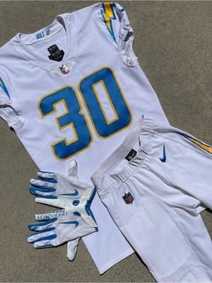 Authentic Team Game-Issued Austin Ekeler 2020 Nike NFL Jersey Pants & Gloves Set