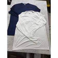 Hanes Cool Dri Long Sleeve T-Shirts 2XL Navy Blue / White Perf 2 pack 0482L NWT