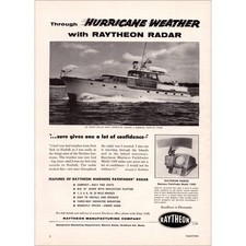 1957 Raytheon Marine Radar Original Vintage Print Ad