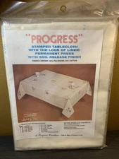 Progress Creation Tablecloth By Tobin FLOWER BUD Cross Stitch 50” Square #2600