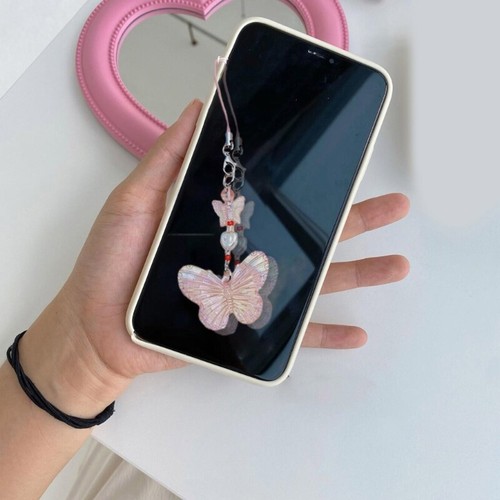 Butterfly Beaded Charm Pendant Chain Y2K Phone Straps Pocket Keychain Strap - Photo 3 sur 10