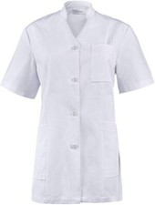 Hiza Damenkasack weiß Stehkragen 100% Baumwolle Kittel Kasack weiss Pflege