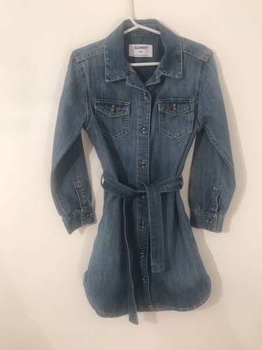 Old Navy Girls Belted Denim Blue Jean Dress Button Front Pockets Size 6 - Bild 8 von 9