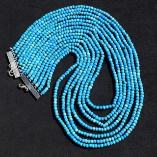 7 Strand 314 Cts Turquoise Faceted Beaded Womens Necklace Jewelry AK 05 E469