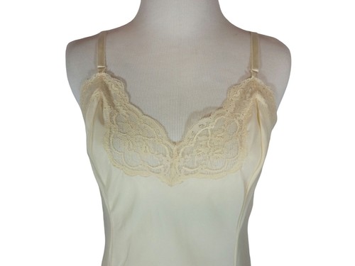 Vintage Lace Slip Dress Cream Barbizon Crepe Remarque 34 Adjustable Straps - Picture 5 of 11