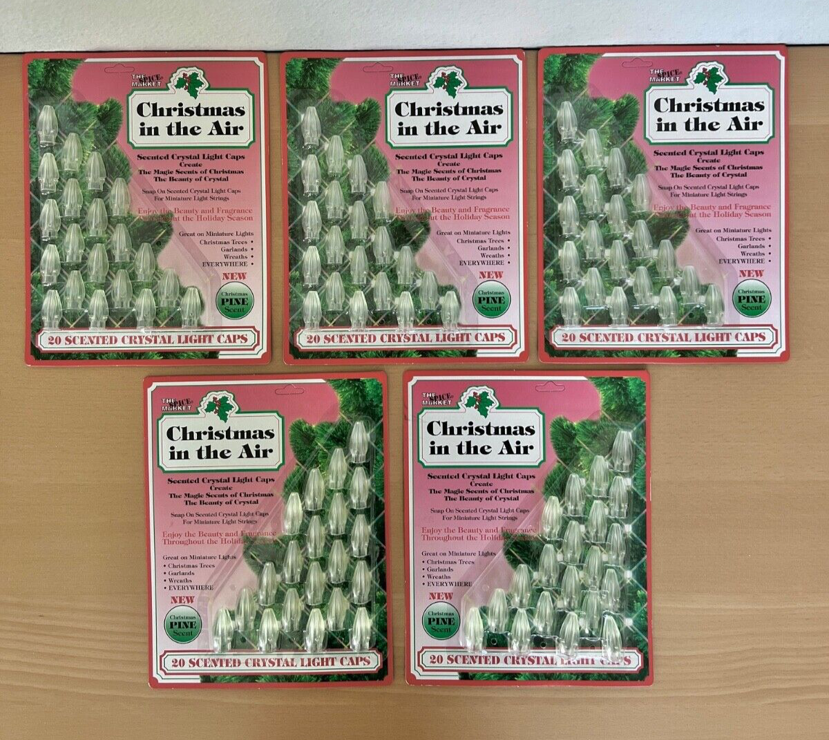Lot 1993 Spice Market Christmas Pine Tree Scented 100 Plastic Crystal Light Caps