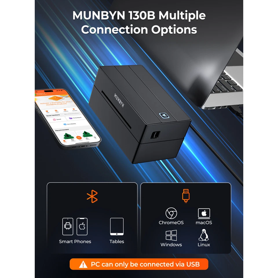 MUNBYN Bluetooth 4x6 Shipping Label Printer Thermal Label Printer for USPS FedEx - Image 3 of 4