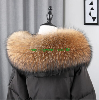 Natur Ussuri Waschbär Kragen Pelzkragen Pelz Fell Echtpelz Raccoon Jacke Mantel