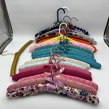 Vintage lot 20 granny crocheted/satin hangers multi styles colors sizes READ