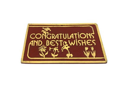 Vintage Send-a-metal John Wright 1977 Postcard Congratulations & Best Wishes New