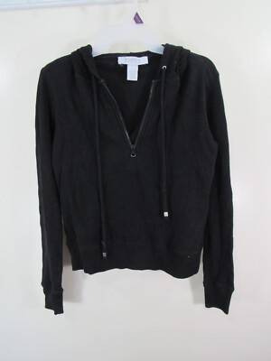 Weekend Top Size S Black Short Zipper Hood Waffled Long Sleeve