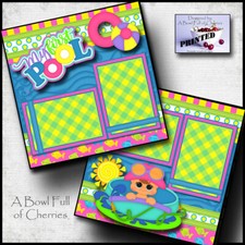 MY FIRST POOL  2 premade scrapbook pages BABY GIRL paper piecing CHERRY 0061