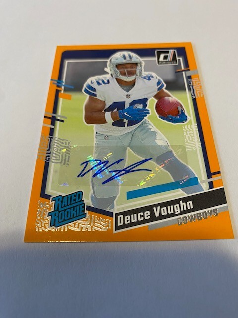 2023 Donruss Football Deuce Vaughn Rated Rookie #324 Cowboys RC autograph orange