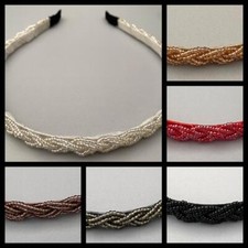 HEADBAND IRIDESCENT COLORED BEADS SELECT COLOR FREE USA SHIPPING
