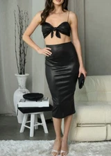 Two piece crop top with midi skirt Made In The US
