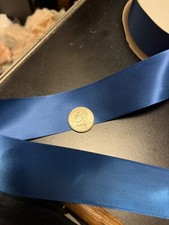 1 1/2 inch double faced blue polyester satin ribbon, by the yard