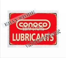 retro home decor kitchen plaques Conoco Lubricants metal tin sign