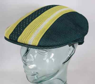 KANGOL Vented Stripes 504 Flatcap Ivy Cap Sommermütze Golfcap Mütze grün NEU