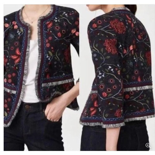 Womens Embroidered Jacket 0 Festival Gypsy Embroidered Tapestry Blue Strawberry