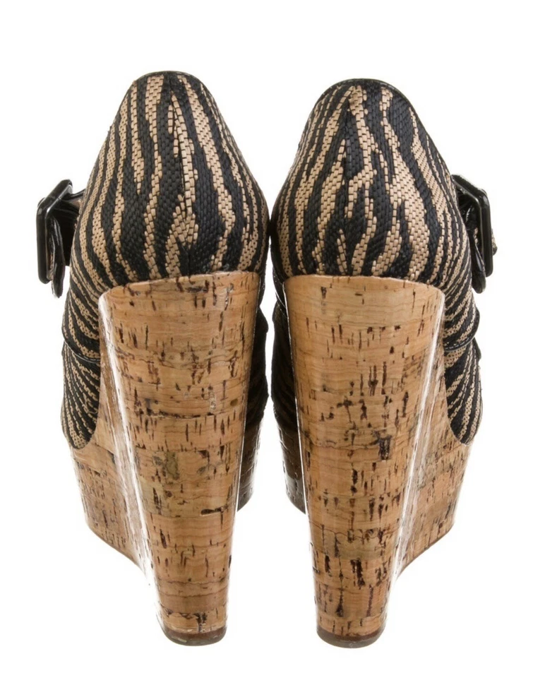 Christian Louboutin Lona Estampado Animal Eslinga Trasera Cuñas Talla 8 Foto 4 de 4