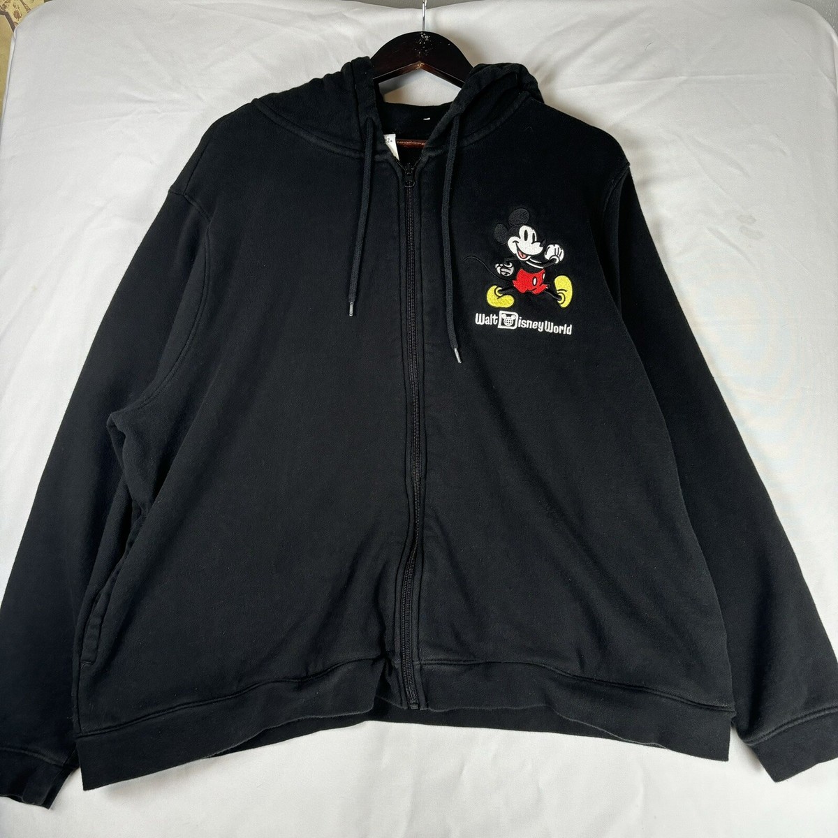 Disney's WORLD OF ENGLISH スウェット Walt Disney World Hoodie Adult 2XL XXL Black Zip Up