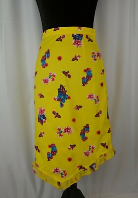 Versace Young Girl's Skirt Size 14 Cotton Blend Italy Floral Colorful Yellow 