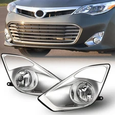 Fits 2013-2015 Toyota Avalon Bumper Fog Lights Lamps+Switch+Sliver Cover Bezels