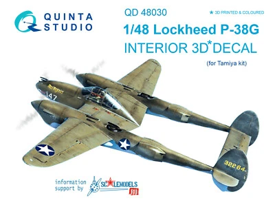 FÜNFTES STUDIO Quinta Studio 1/48 P-38G 3D-gedrucktes & farbiges Interieur (für...