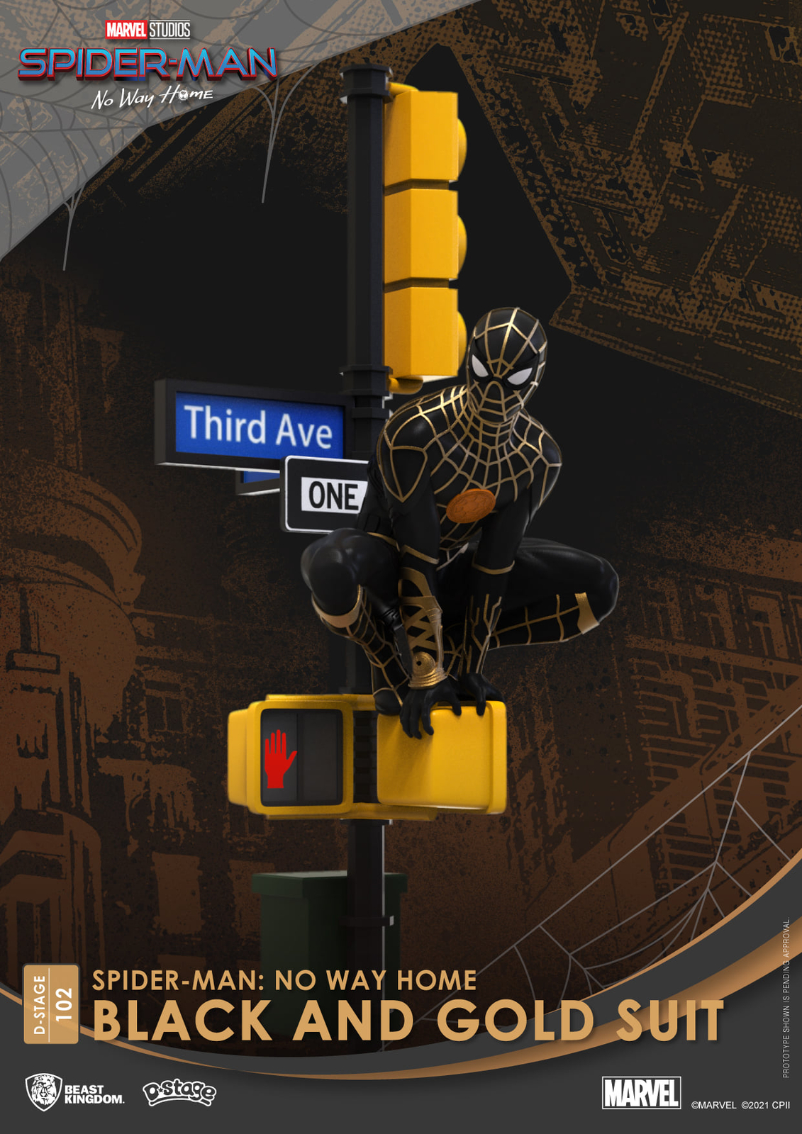 Spider-Man No Way Home Black / Gold Suit D-Stage PVC Statue BEAST KINGDOM