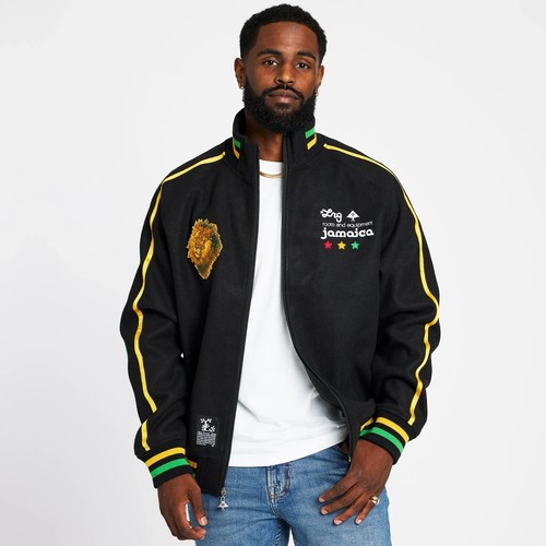 Lifted Research Group Mens LRG The King Lion Jamaica Black Wool Jacket NWT Small - Picture 3 of 5