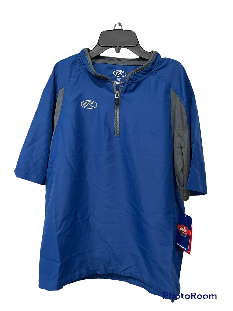 Youth RAWLINGS BATTING CAGE JACKET Royal/Gray Sz XL