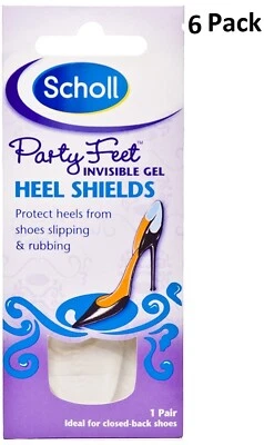 Pack of 6 - Scholl Party Feet Invisible Gel Heel Shields (Exp 02/2019)