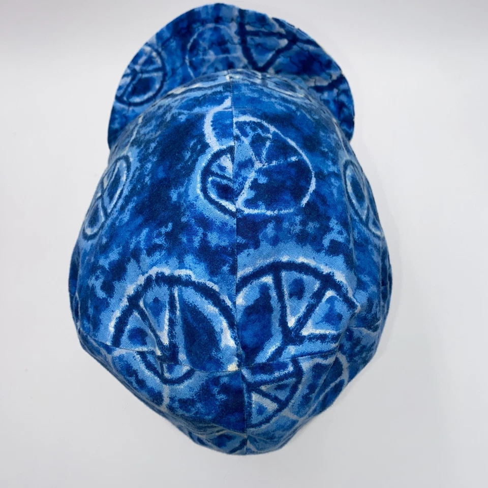 骑行帽男女通用蓝色和平标志复古棉自行车帽 — 第 4/4 张图片