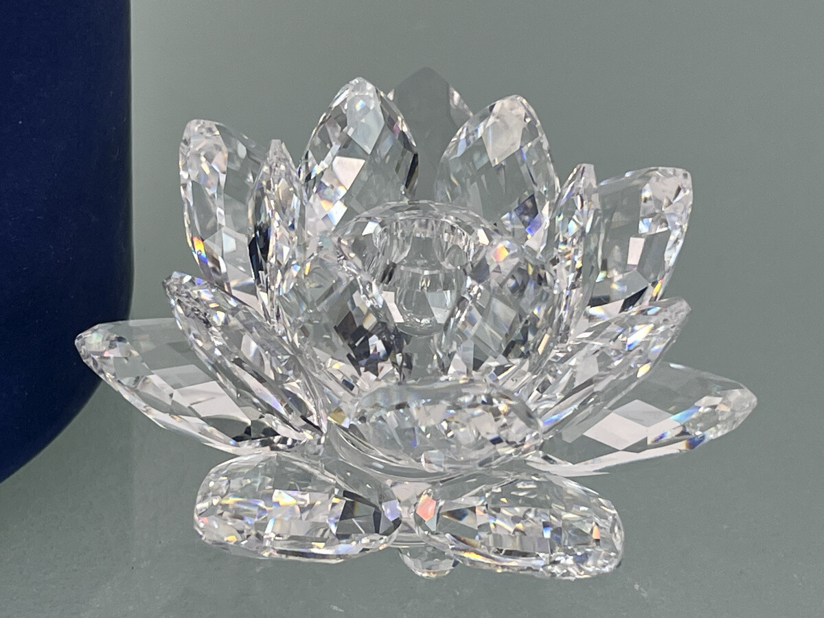 【美品】SWAROVSKI WATERLILYとCRYSTAL BASE Swarovski Waterlily Candleholder Violet small