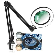 Magnifying Glass with Light and Stand, 5 Inches 10X Real Glass Lens, 3 Black