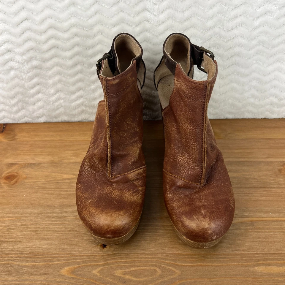 Клоги на платформе Free People Amber Orchard двухцветные коричневая кожа размер 8,5 EU39 - Изображение 4 из 4