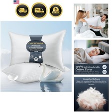 Goose Feather Pillows Queen Size Set of 2 - Hotel Down Bed Pillow for Sleepin...