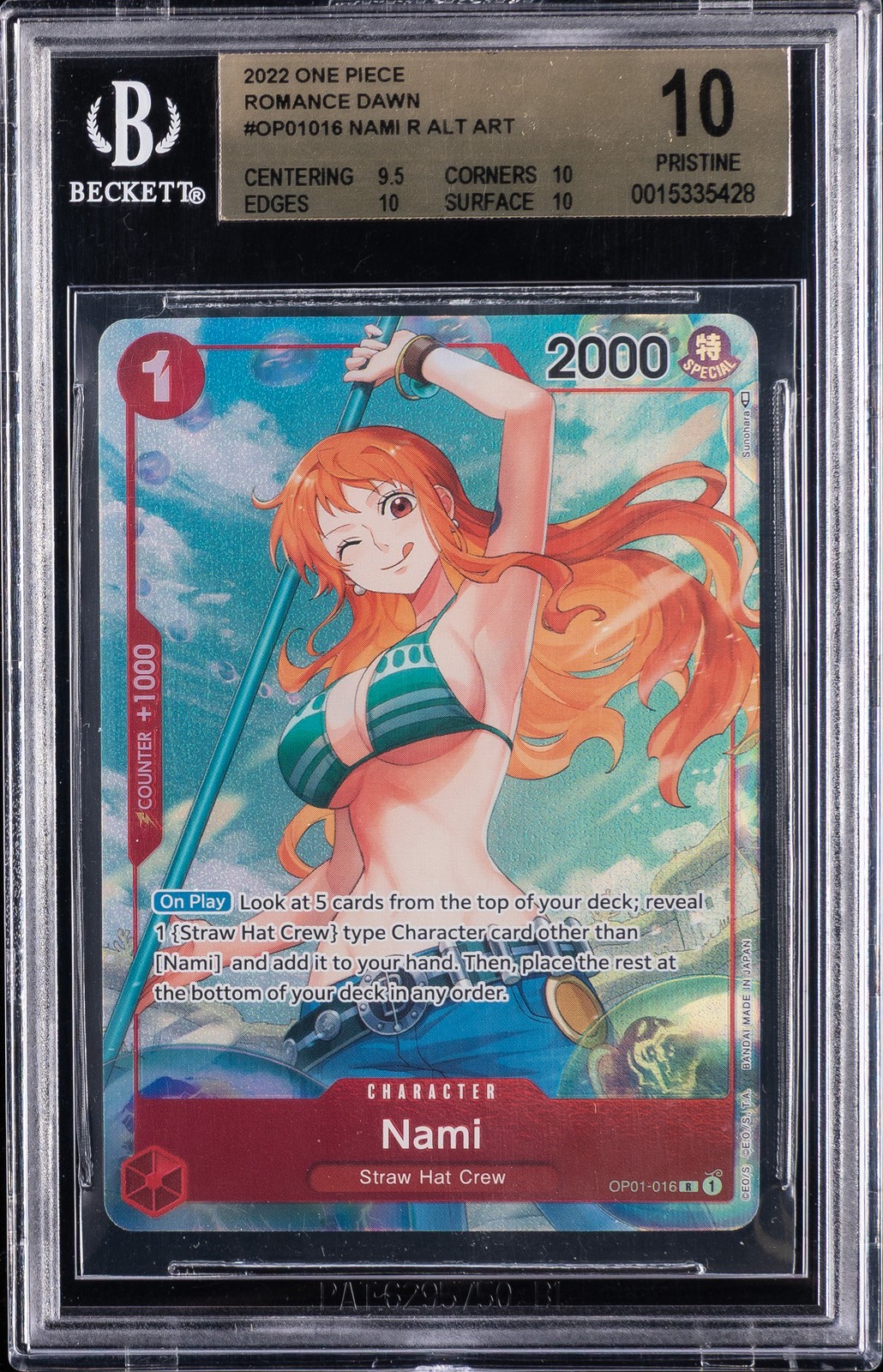 2022 ROMANCE DAWN ALTERNATE ART #OP01016 NAMI BGS 10