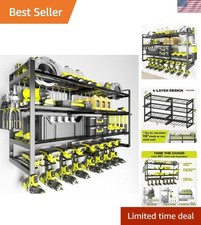 Durable Power Tool Storage Rack - 8 Drill Holder with Screwdriver & Plier Slots