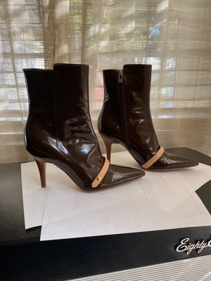 Louis Vuitton brown pat leather heeled heels boots heels booties 35.5-6