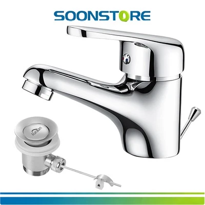 AURALUM MAX Auralum Waschtischarmatur Edelstahl Bad Wasserhahn mit Zugstange Mischbatterie