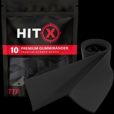 HITX Gummibänder schwarz 0,65 mm 10 Stück Through the Fork Wicklung für Zwille