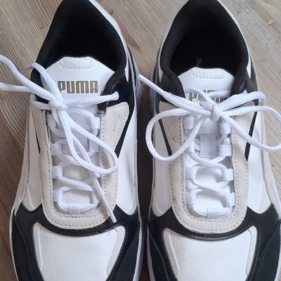PUMA Womens Low Top Lace Up Sneakers Black/White/Beige Colorblock 391959-04