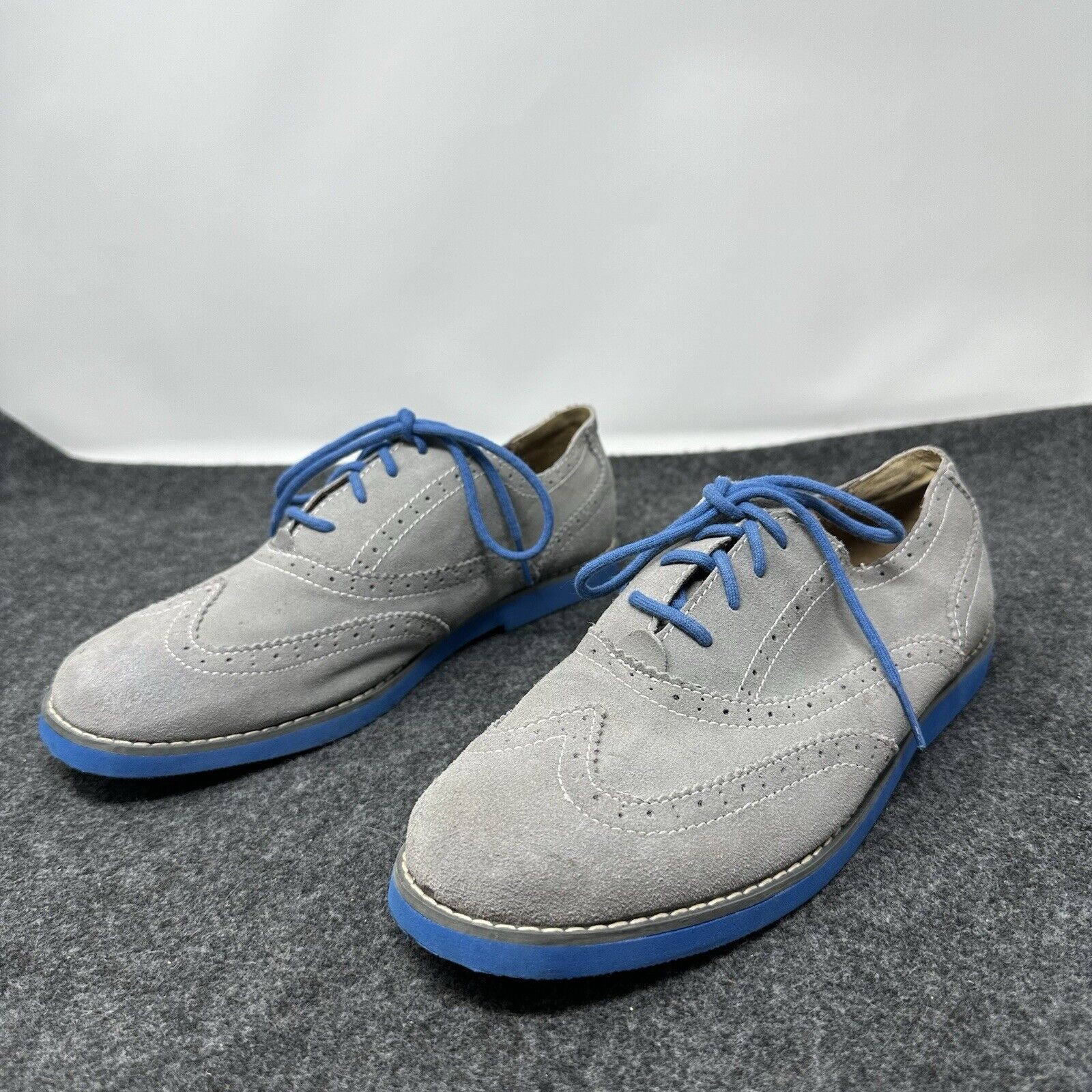 SAOLA Scarpe Oxford Florsheim KIDS taglia 6M grigio pelle scamosciata suola e lacci blu 16523