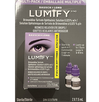 Lumify Redness Reliever Eye Drops 2 pack - 7.5 ML each Fast FREE shipping CANADA